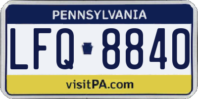 PA license plate LFQ8840