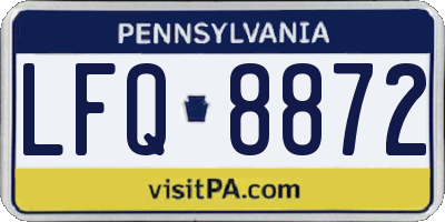 PA license plate LFQ8872