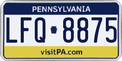 PA license plate LFQ8875