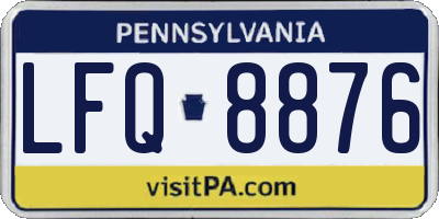 PA license plate LFQ8876