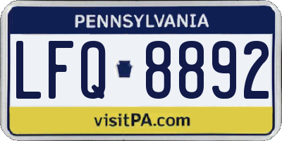 PA license plate LFQ8892