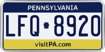 PA license plate LFQ8920