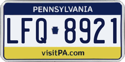 PA license plate LFQ8921