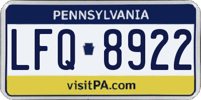 PA license plate LFQ8922