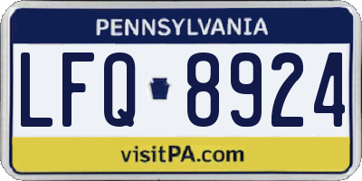 PA license plate LFQ8924