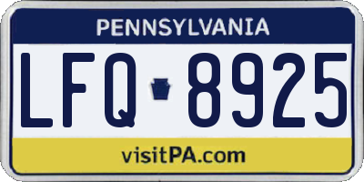 PA license plate LFQ8925
