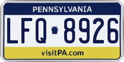 PA license plate LFQ8926