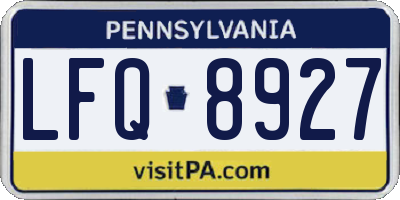 PA license plate LFQ8927