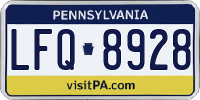 PA license plate LFQ8928