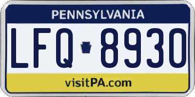 PA license plate LFQ8930