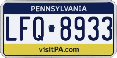 PA license plate LFQ8933