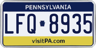 PA license plate LFQ8935