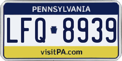 PA license plate LFQ8939