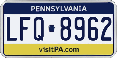 PA license plate LFQ8962