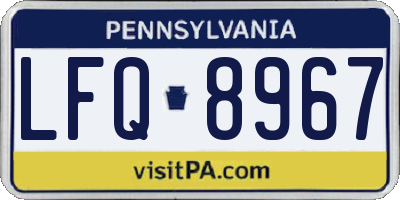 PA license plate LFQ8967