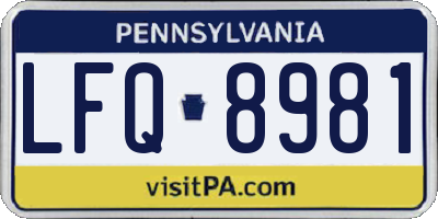 PA license plate LFQ8981