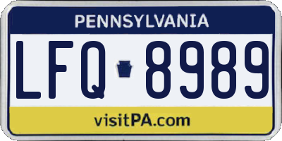 PA license plate LFQ8989