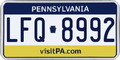 PA license plate LFQ8992