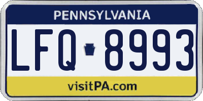 PA license plate LFQ8993