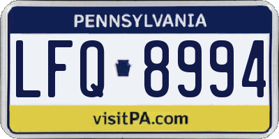 PA license plate LFQ8994