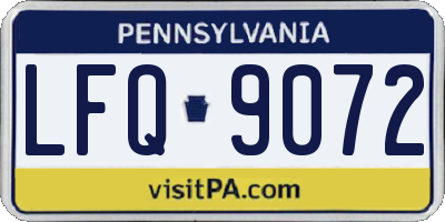 PA license plate LFQ9072