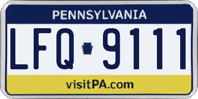 PA license plate LFQ9111