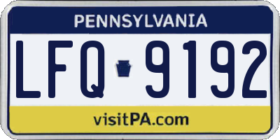 PA license plate LFQ9192