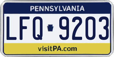PA license plate LFQ9203