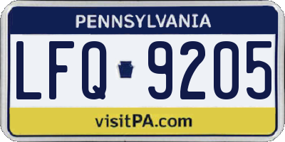 PA license plate LFQ9205