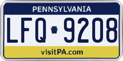PA license plate LFQ9208