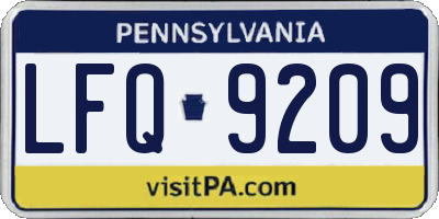 PA license plate LFQ9209