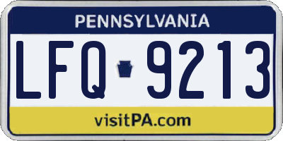 PA license plate LFQ9213