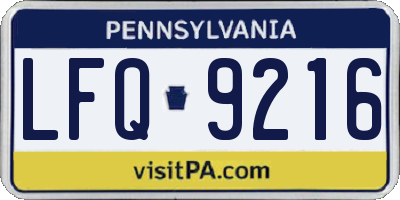 PA license plate LFQ9216
