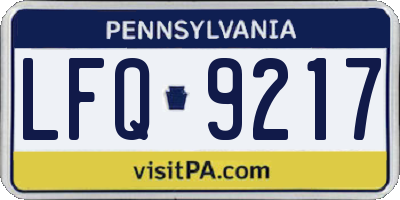 PA license plate LFQ9217