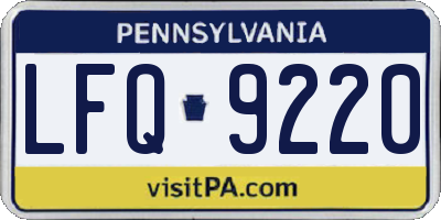 PA license plate LFQ9220
