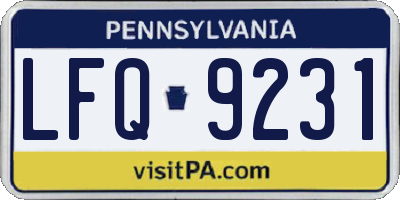 PA license plate LFQ9231