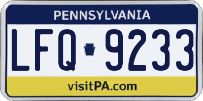 PA license plate LFQ9233