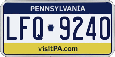 PA license plate LFQ9240