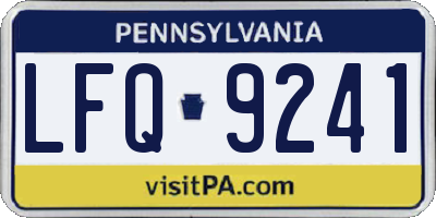 PA license plate LFQ9241