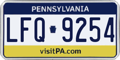 PA license plate LFQ9254