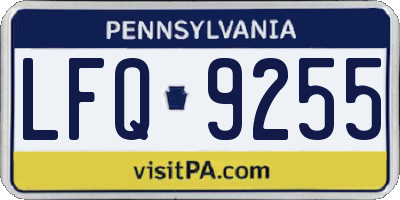 PA license plate LFQ9255