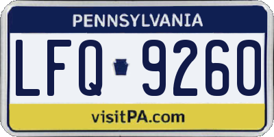 PA license plate LFQ9260