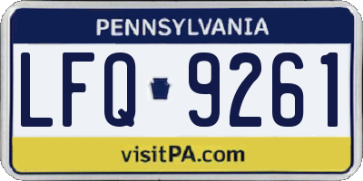 PA license plate LFQ9261