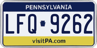 PA license plate LFQ9262