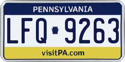 PA license plate LFQ9263