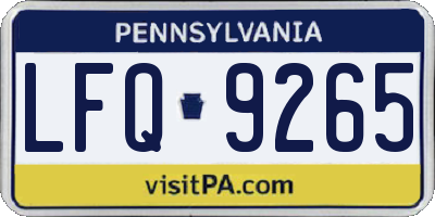 PA license plate LFQ9265