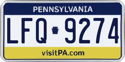 PA license plate LFQ9274
