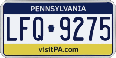 PA license plate LFQ9275