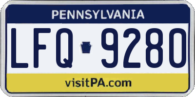 PA license plate LFQ9280
