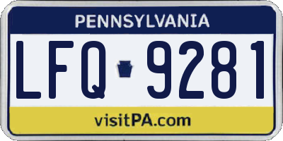 PA license plate LFQ9281